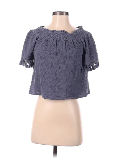 Pre-owned C&c California Short Sleeve Blouse In Blue