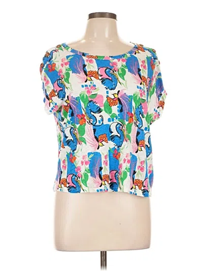 Pre-owned C&c California Short Sleeve Blouse In Blue