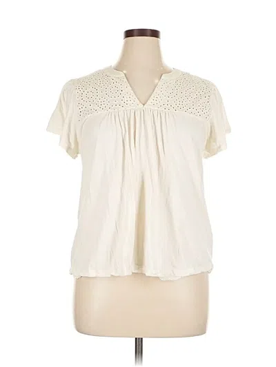 Pre-owned C&c California Short Sleeve Blouse In White