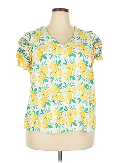 Pre-owned C&c California Short Sleeve Blouse In Yellow