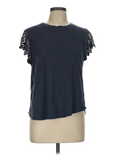 Pre-owned C&c California Short Sleeve Top Blue Keyhole Neckline Tops