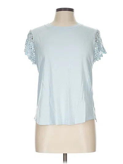 Pre-owned C&c California Short Sleeve Top Blue Mock Neckline Tops