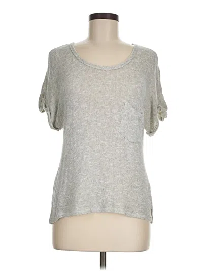 Pre-owned C&c California Short Sleeve Top Silver Scoop Neck Tops