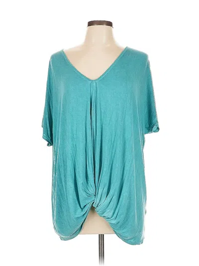 Pre-owned C&c California Short Sleeve Top Teal V Neck Tops In Blue