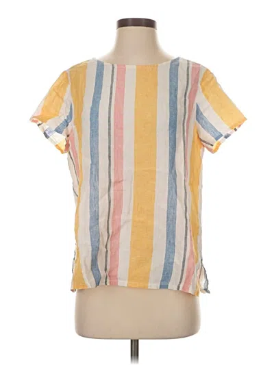 Pre-owned C&c California Short Sleeve Top Yellow Stripes Pattern Crew Neck Tops