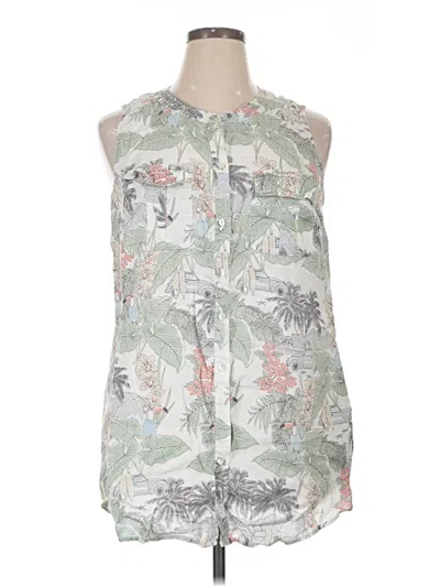 Pre-owned C&c California Sleeveless Button Down Shirt In Green