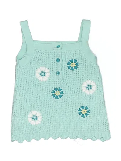 Pre-owned C&c California Kids' Sleeveless Top Teal Square Neckline Tops