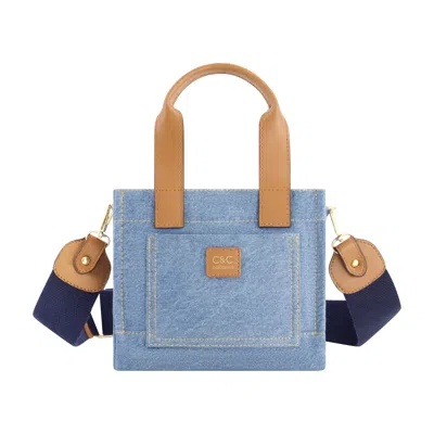 C&c California Small Denim Tote In Blue