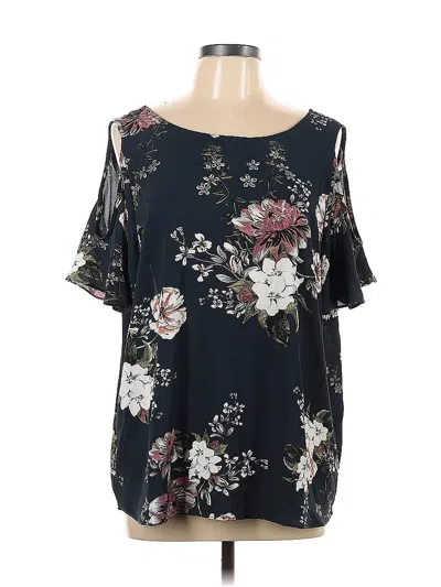 Pre-owned C&e Lifestyle Short Sleeve Blouse In Black