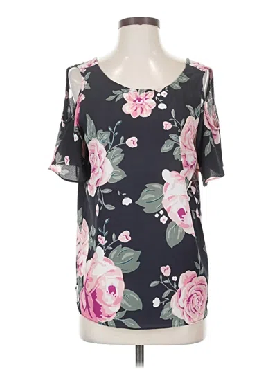 Pre-owned C&e Lifestyle Short Sleeve Blouse In Black