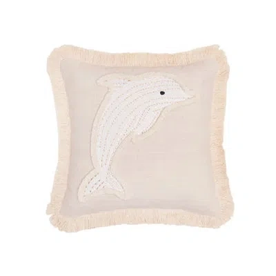 C & F Home 12" X 12" Golden Coast Dolphin Throw Pillow In White