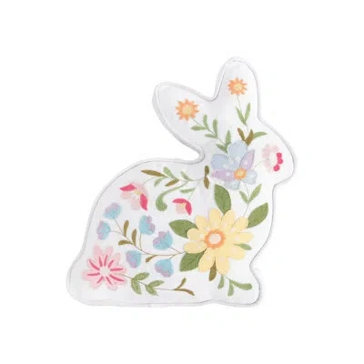 C & F Home 14" Floral Easter Bunny Spring Shaped Throw Pillow In White