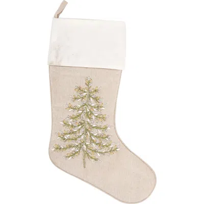 C & F Home C&f Home 14" X 19" Winter Garden Christmas Tree Hanging Beige Stocking In Neutral