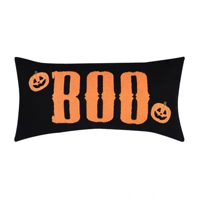 C & F Home 24" X 12" Boo Pumpkin Throw Pillow In Black