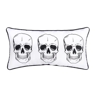 C & F Home 24" X 12" Skully Throw Pillow In White