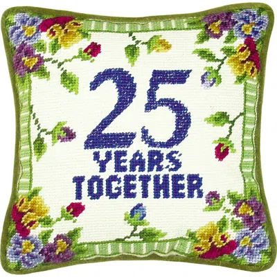 C & F Home C&f Home 25 Years Together Needlepoint Mini Accent Pillow In Green