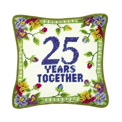C & F Home 25 Years Together Needlepoint Pillow In Multi