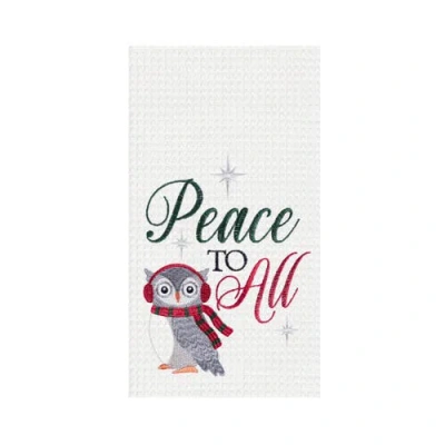 C & F Home C&f Home 27" X 18" Christmas Holiday "peace To All" Sentiment Featuring Gray Owl Cotton Embroidered  In Multi