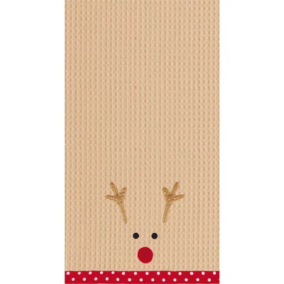 C & F Home C&f Home 27" X 18" Christmas Holiday Reindeer Face On Brown Background Waffle Weave Cotton Kitchen D