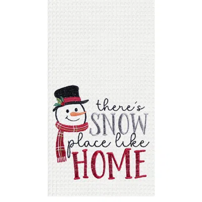 C & F Home C&f Home 27" X 18" Christmas Winter "there's Snow Place Like Home" Sentiment With Snowman Cotton Waf In White