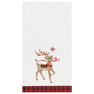 C & F Home C&f Home 27" X 18" Classic Reindeer Wonderland Cotton Christmas Waffle Weave Kitchen Dish Towel Deco In White