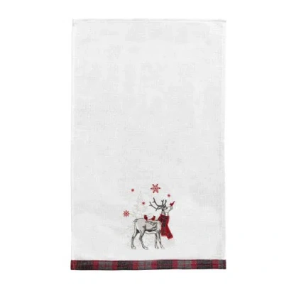 C & F Home C&f Home 27" X 18" Frosty Deer White Deer Wearing Red & Black Plaid Scarf Christmas Holiday Embellis In Multi