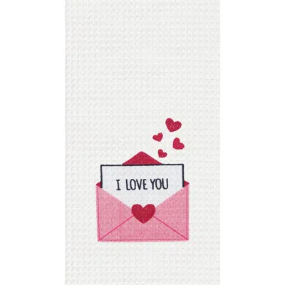 C & F Home C&f Home 27" X 18" Love Letter St. Valentines Kitchen And Bathroom Embroidered Waffle Hand Towel In Pink