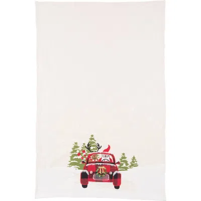 C & F Home C&f Home 27" X 18" Reindeer Driving Red Plaid Truck "road Trip Friends" Christmas Winter Cotton Kitc In Multi