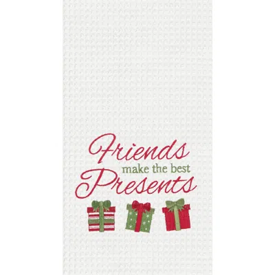 C & F Home C&f Home 27" X 18" Trio Wrapped Christmas Presents "friends Are The Best Presents" Embroidered Cotto In Multi