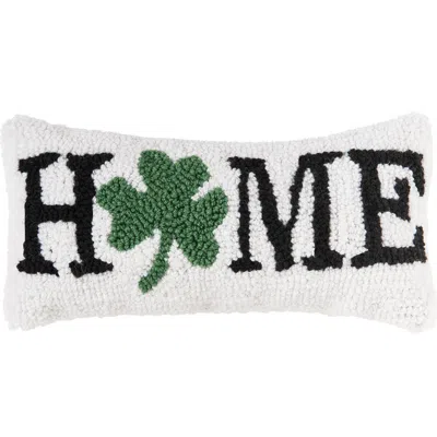 C & F Home C&f Home 3 Leaf Clover "home" Shamrock Hooked Mini Accent Pillow 6" X 12" In White