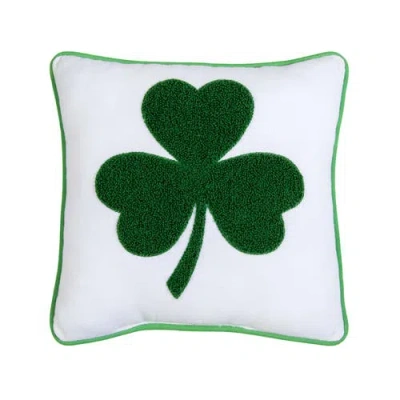 C & F Home C&f Home 3 Leaf Clover St. Patrick's Hooked Throw Pillow, 10" X 10" In Green
