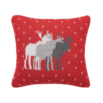 C & F Home C&f Home 3 Moose Cotton Small/petite Accent Pillow, 10" X 10" In Red