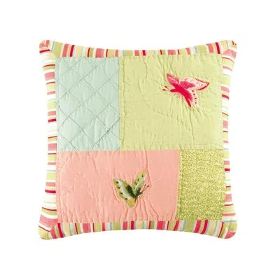 C & F Home 4 Squares Pieced Pillow In Green;pink