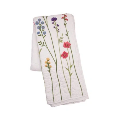 C & F Home C&f Home 50" X 60" Botanical Field Floral Embroidered Quilted Throw Blanket In Pink