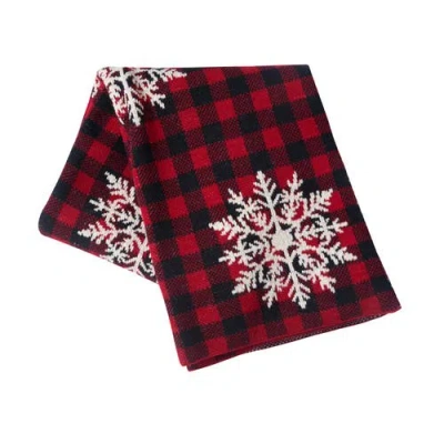 C & F Home C&f Home 50" X 60" Plaid Red Checkered Snowflake Design Premium Accent Christmas Winter Holidays Thr