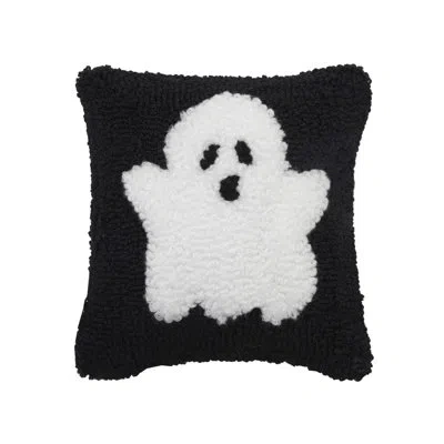 C & F Home 8" X 8" Mini Ghost Hooked Throw Pillow In Black