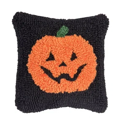 C & F Home 8" X 8" Mini Pumpkin Hooked Throw Pillow In Black