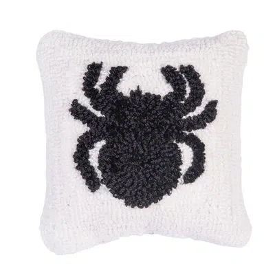 C & F Home 8" X 8" Mini Spider Hooked Throw Pillow In White