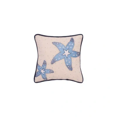 C & F Home C&f Home Abstract Oceanic Blue Sea Star Graphic Print Embellished Throw Pillow, 10" X 10"
