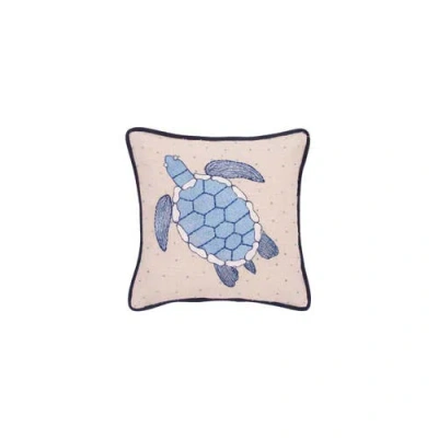 C & F Home C&f Home Abstract Oceanic Blue Sea Turtle Graphic Print Embellished Throw Pillow, 10" X 10" In Multi