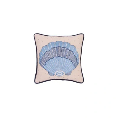 C & F Home C&f Home Abstract Oceanic Blue Shell Graphic Print Embellished Throw Pillow, 10" X 10" In Multi