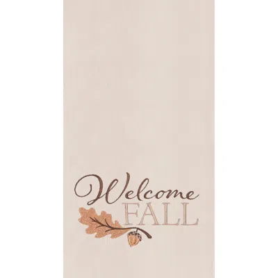 C & F Home C&f Home Acorn Leaf "welcome Fall" 100% Cotton Flour Sack Kitchen Dishtowel In Brown