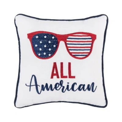 C & F Home C&f Home "all American" Sunglasses Mini Accent Pillow, 10" X 10" In White