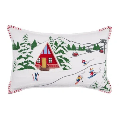 C & F Home C&f Home Alpine Winter Ski Cabin Lodge Hooked Christmas Throw Pillow 14" X 22" In Red