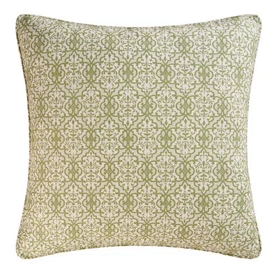 C & F Home Althea Cotton Euro Sham In Green;cream