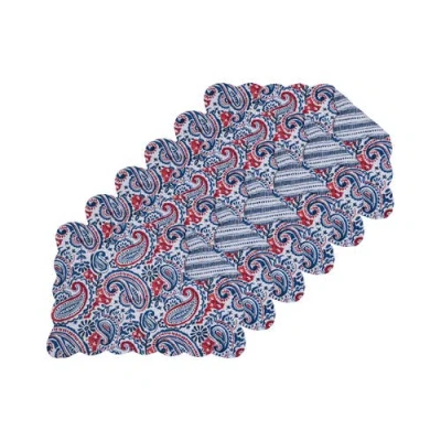 C & F Home C&f Home Americana Paisley Set Of 6 Placemats 13" X 19" In Blue