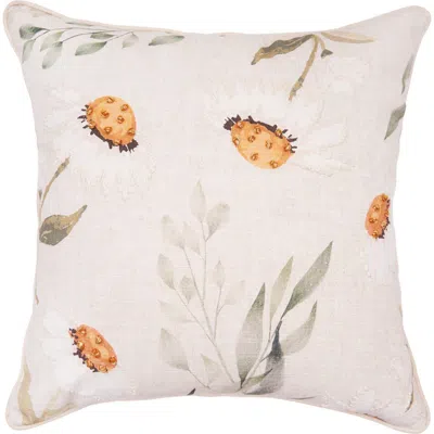 C & F Home C&f Home April Showers Daisy Flowers Cotton Blend Accent Throw Pillow 18" X 18" In Neutral
