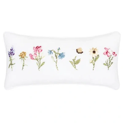 C & F Home C&f Home April Showers Flowers Cotton Blend Mini Lumbar Accent Pillow 10" X 20" In White