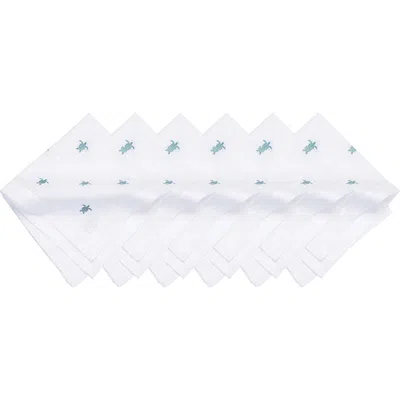 C & F Home C&f Home Aqua Turtle Embroidered Machine Washable Hemstitch Napkins Set Of 6 In White