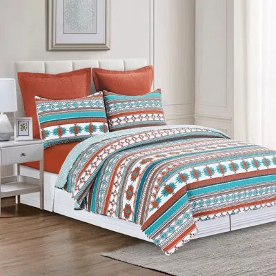 C & F Home Aqua Valley Cotton Reversible Quilt Set In Multi